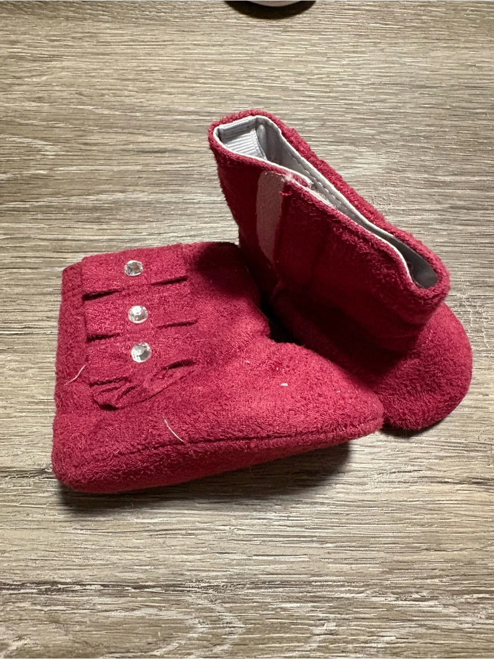 Kids Cozy Burgundy Bootie Shoes